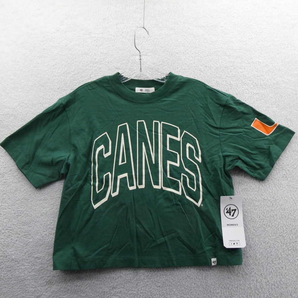 '47 Brand Shirt Womens Small Miami Hurricanes Green Canes Cotton Cropped